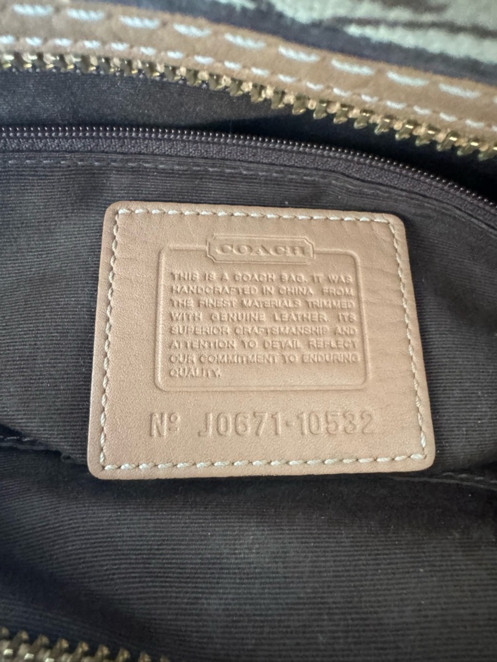 Coach Signature Hampton Satchel  Beige Canvas with Tan Leather Trim Style 10532 - Picture 6 of 8